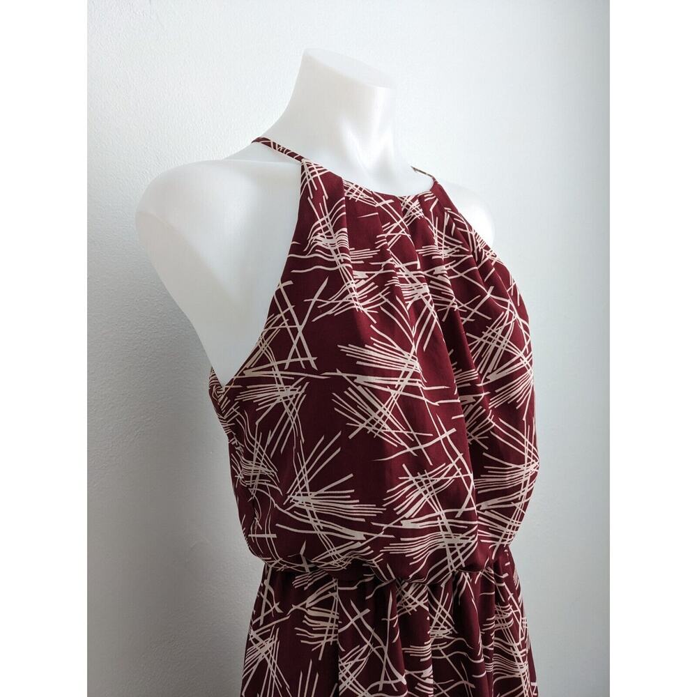 Article Medium Halter Shift Mini Dress Maroon White Abstract Print Sleeveless - Picture 8 of 15